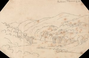 フィレンツェとアレッツォの間のアルノの眺め 作： John Robert Cozens